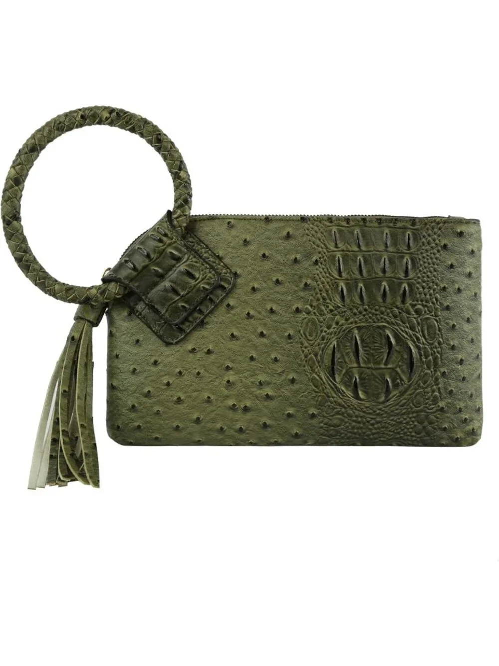 Women's Ost Olive Leather Formal Purse Wristlet Wallet Casual Evening Handbag